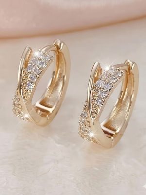 Rose Gold Circle Earrings with Synthetic Zirconia