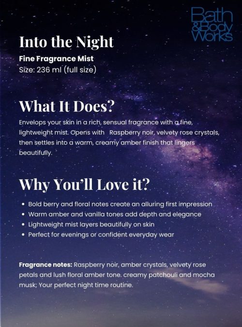 Fine Fragramce Mist - Into the night details